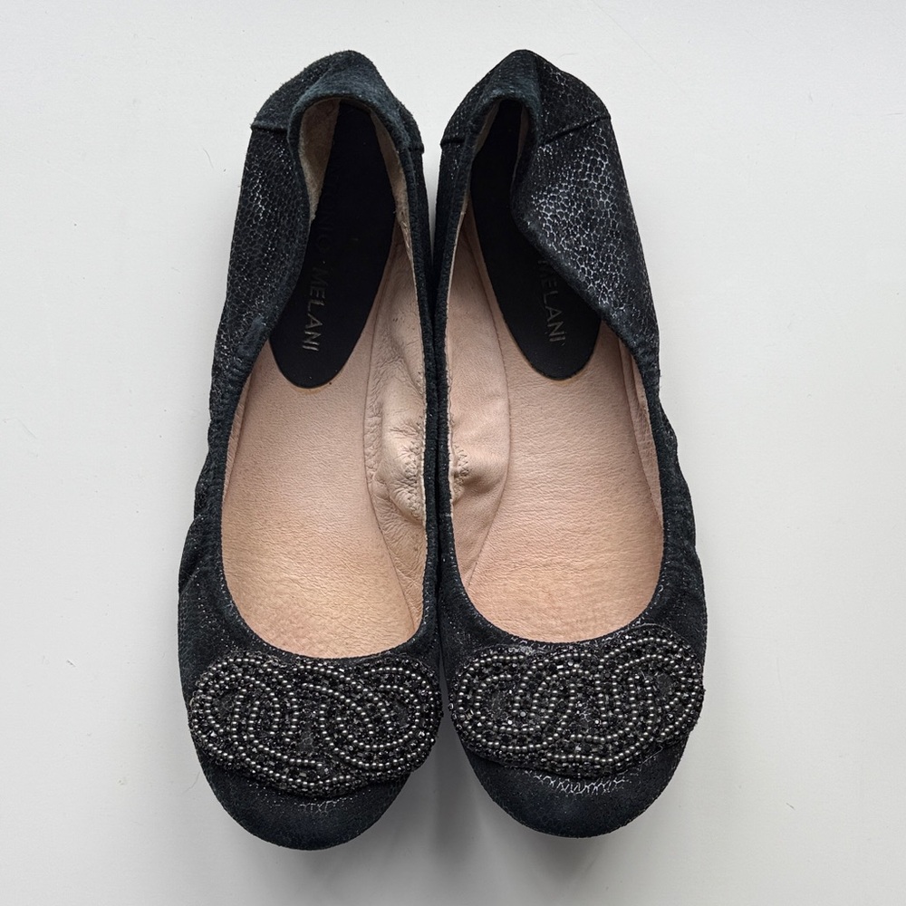 ANTONIO MELANI Black Beaded Ballet Flats
